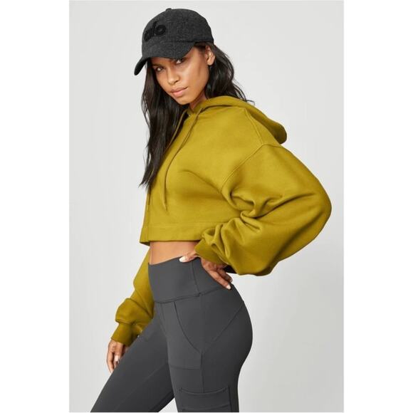 Alo Yoga Bae Hoodie Sweatshirt in
Chartreuse Large Cropped Oversized Green - Picture 2 of 12